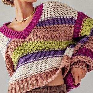 MULTI COLOR CHUNKY STRIPE KNIT SWEATER